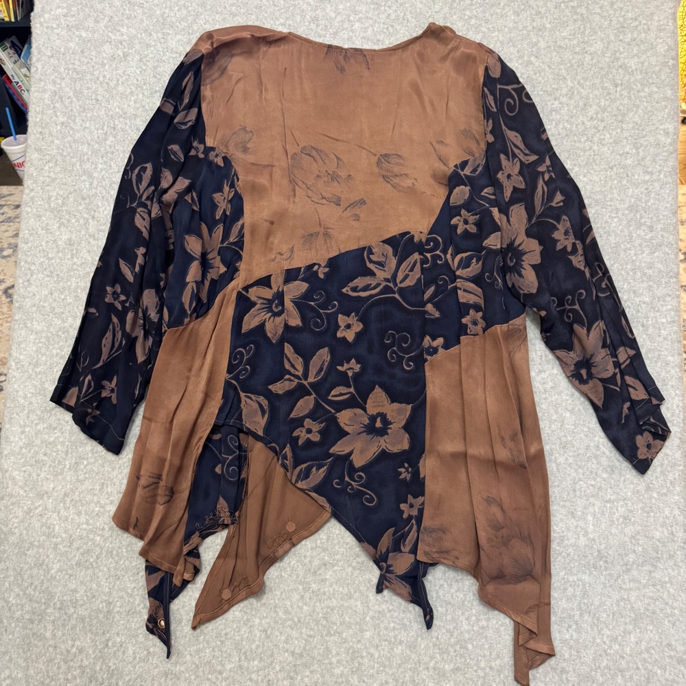 Vintage Tienda Ho Tambora Patchwork Tunic Top Floral Mirror Rayon OS Whimsigoth - Picture 8 of 10